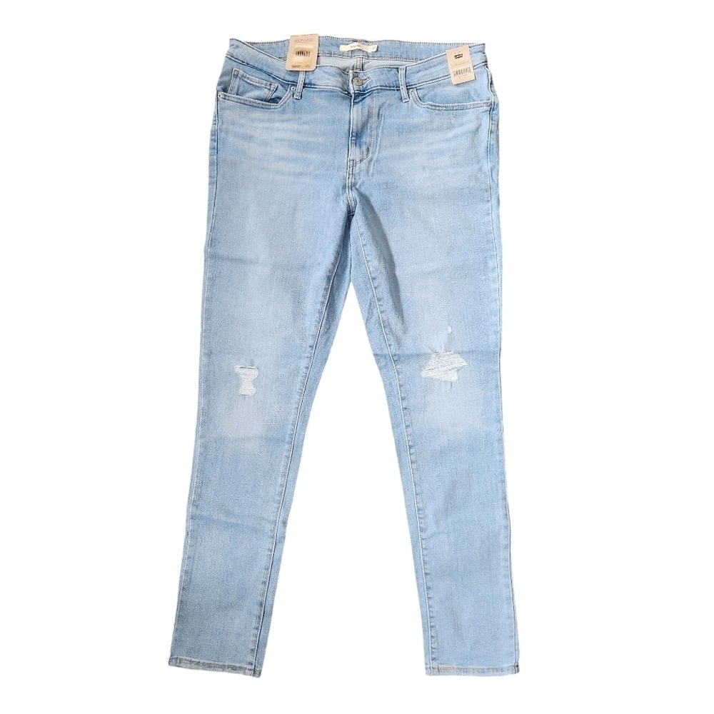 Levi's 711 Skinny Jeans Mid Rise Distressed Ripped Light Wash 32x30